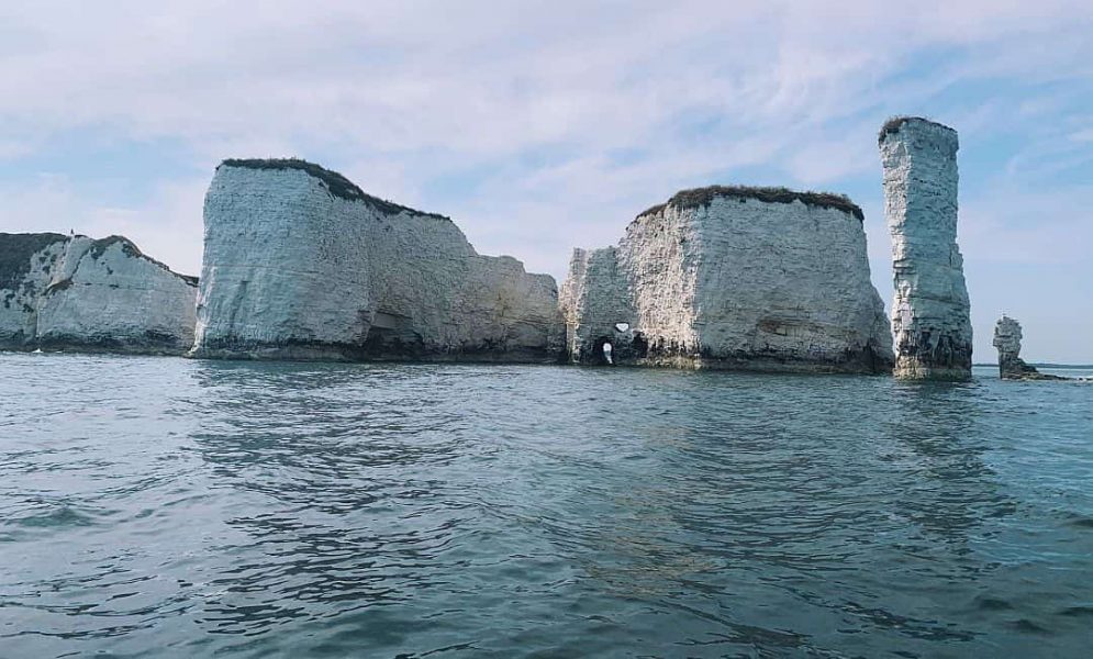 View from the sea of Old Harry Rocks in Dorset