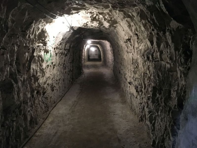 inside looking down one of the tunnels