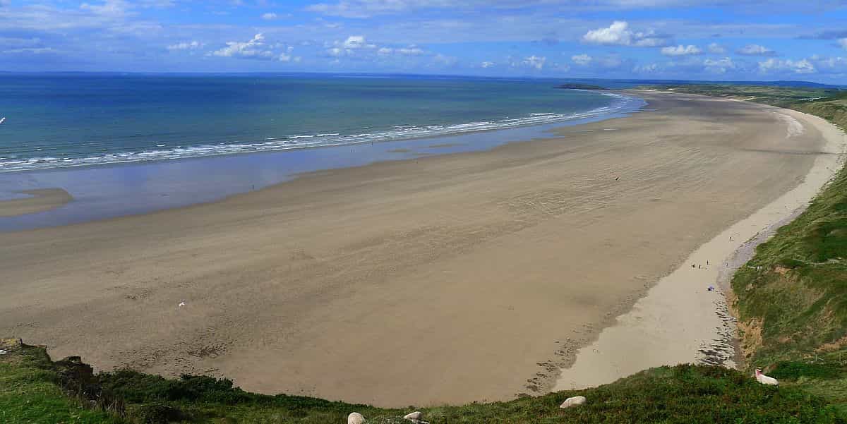 view of Rhossilli Bay on the Welsh Coast