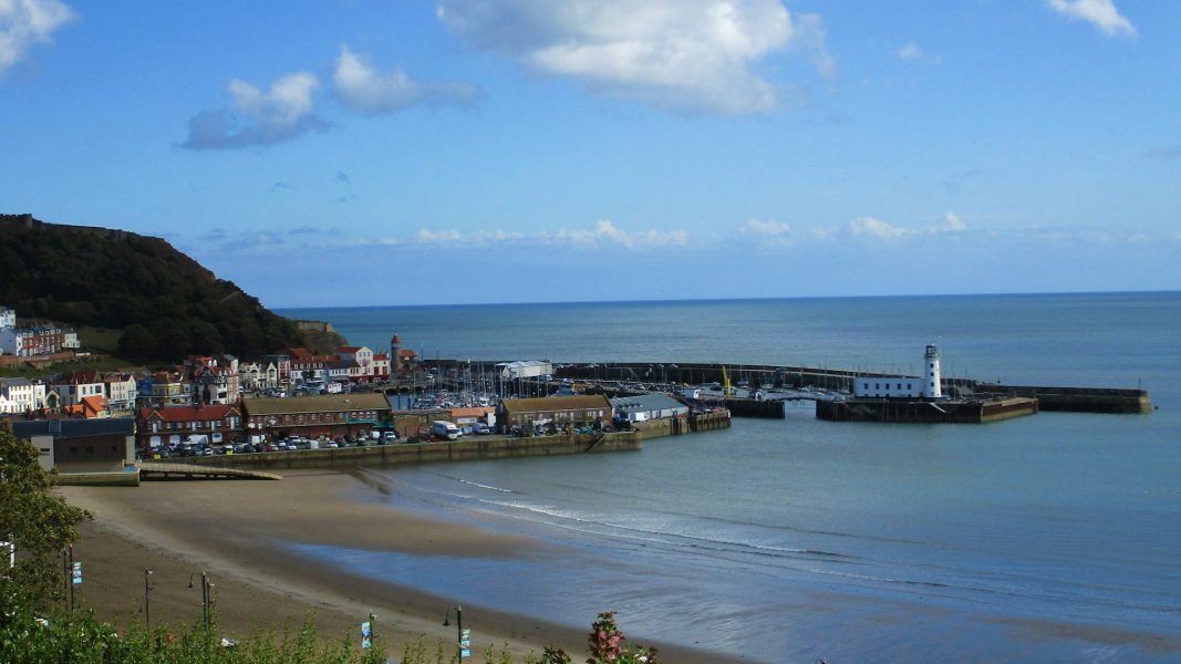 the sandy seafront at Scarborough